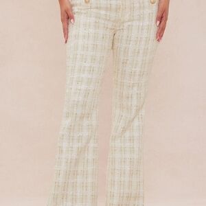 NWT Fashion Nova Cream Tweed Flare Pants